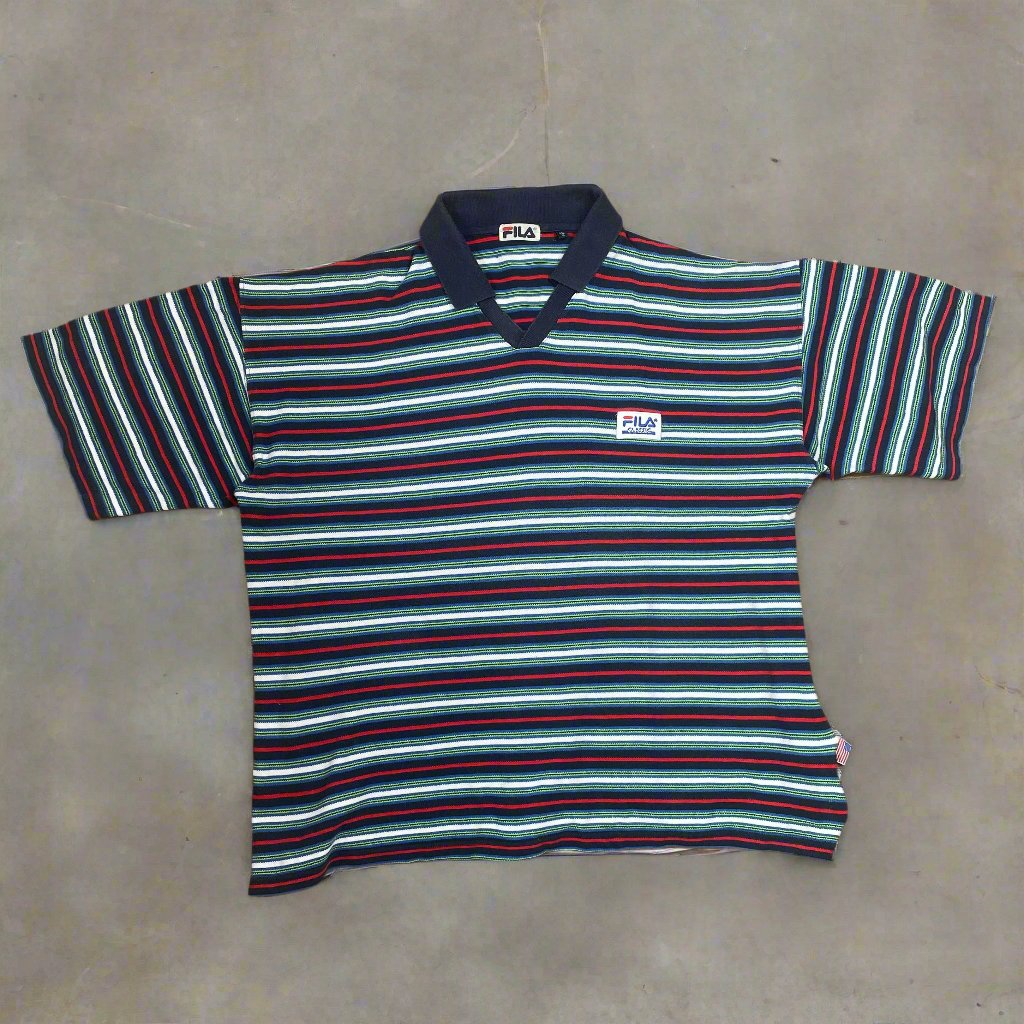 90s FILA striped polo shirt (XL)