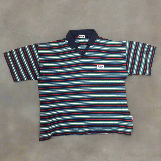 90s FILA striped polo shirt (XL)